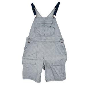 Duluth Trading Rootstock Engineer Striped Heirloom Gardening Short Overalls L